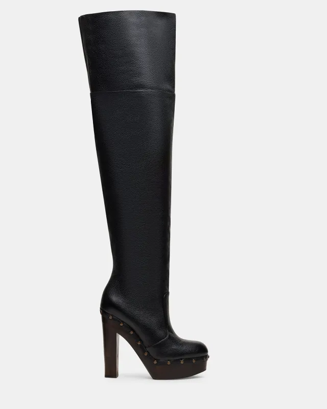 DELMIRA BLACK LEATHER made by Steve Madden