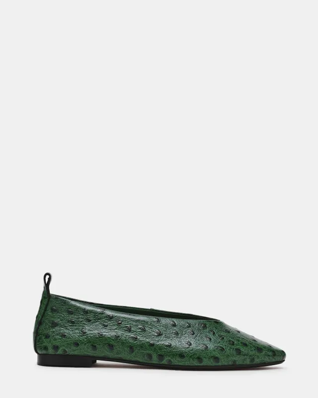SWANKY OSTRICH GREEN LEATHER made by Steve Madden