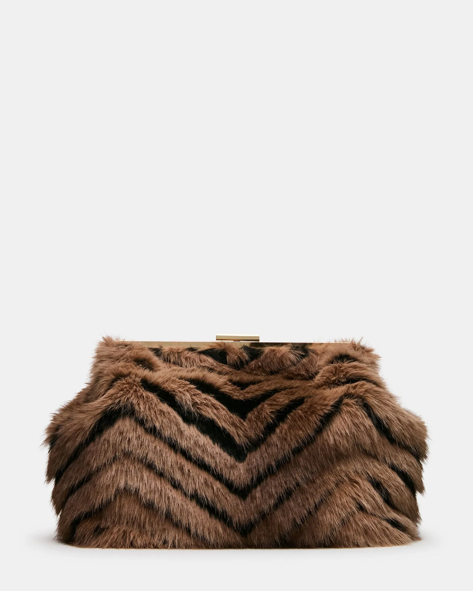 SEFINA FAUX FUR BAG BLACK/TAN sold by Steve Madden