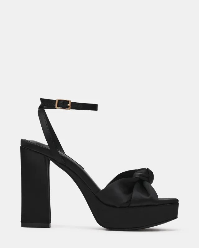 KNOTI BLACK SATIN made by Steve Madden