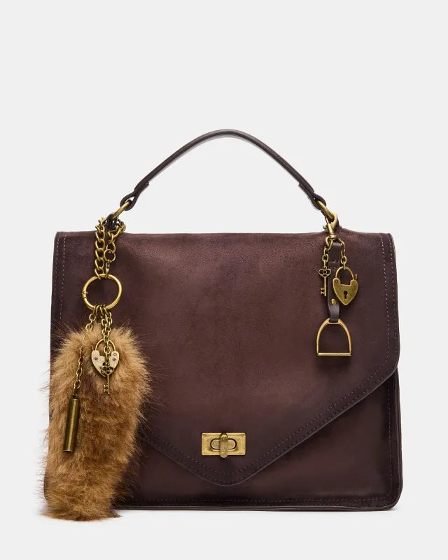 THEIA SUEDE BAG CHOCOLATE made by Steve Madden