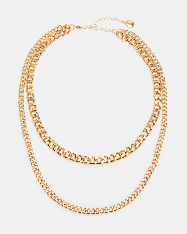 MULTI-ROW LINK CHAIN NECKLACE GOLD made by Steve Madden
