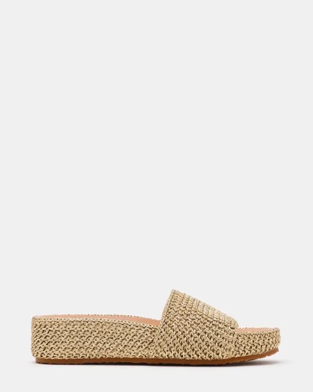 JEMMY GOLD RAFFIA made by Steve Madden