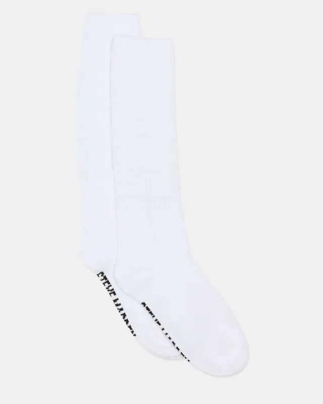 2 PACK RIBBED SLOUCH SOCKS WHITE made by Steve Madden