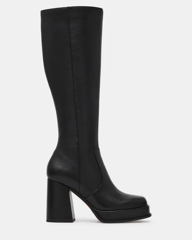 ODELIA BLACK LEATHER made by Steve Madden