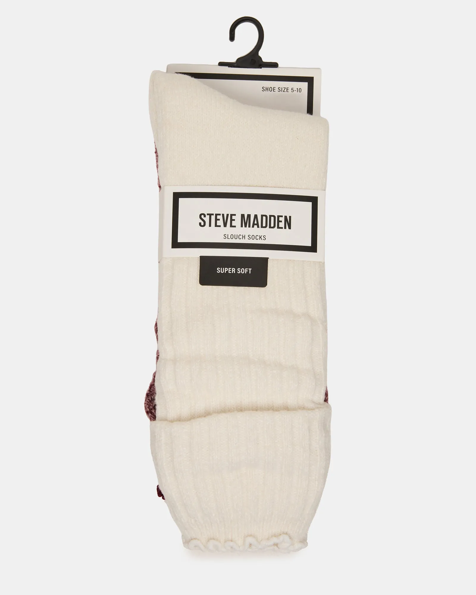 2 PACK SUPER SOFT LETTUCE EDGE SOCKS IVORY/BURGUNDY sold by Steve Madden product image thumbnail 5