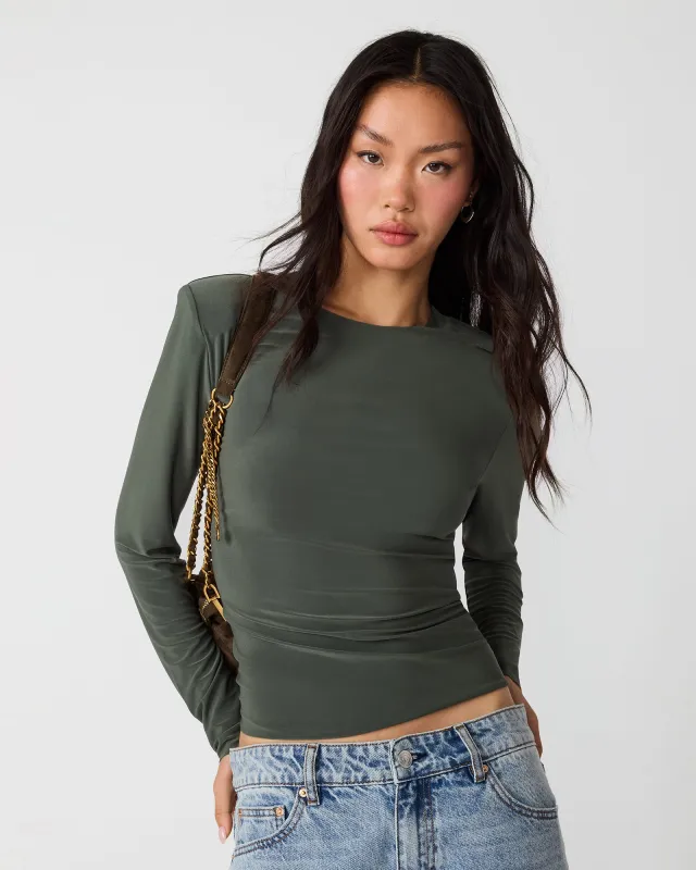 SELINE KNIT TOP DARK OLIVE made by Steve Madden
