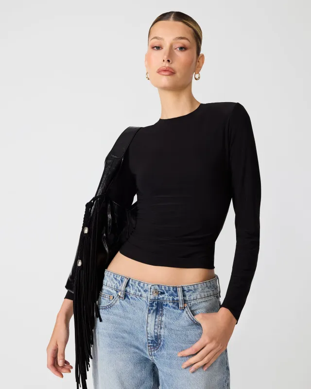SELINE KNIT TOP BLACK made by Steve Madden