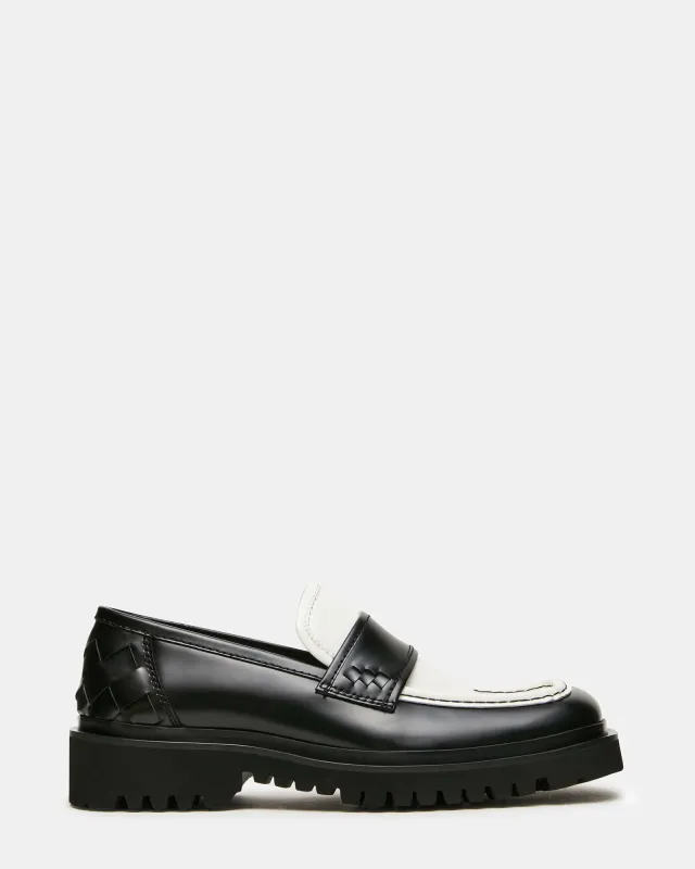 VINCENZO BLACK/WHITE LEATHER made by Steve Madden