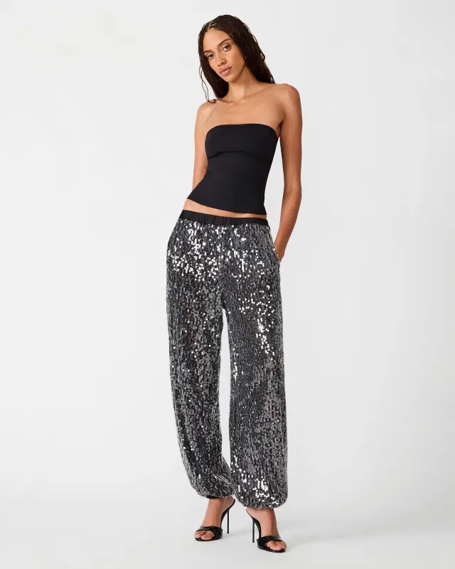 TIFFANEE PANT BLACK SEQUIN made by Steve Madden