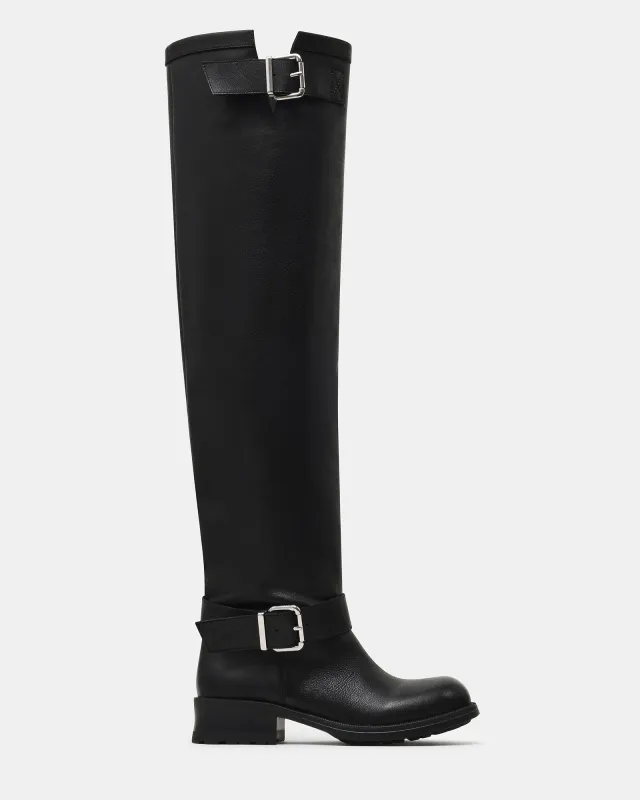 CHOPPER BLACK LEATHER made by Steve Madden