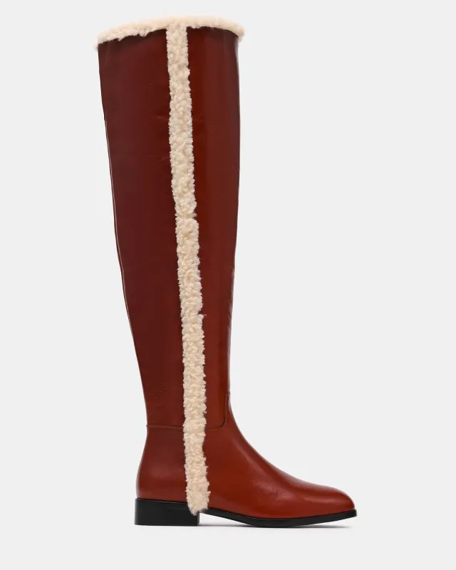 CANTER FAUX FUR COGNAC LEATHER made by Steve Madden