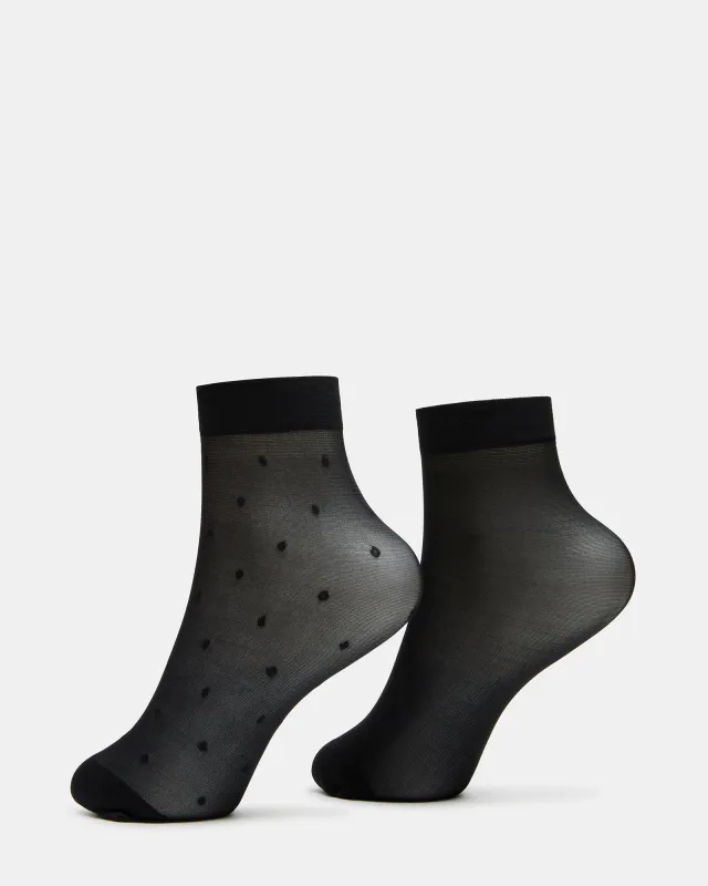 3 PACK DITSY DOT SHEER ANKLET BLACK made by Steve Madden
