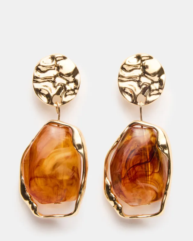 STONE DOUBLE DROP EARRINGS BROWN made by Steve Madden