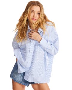 BOYFRIEND BUTTON UP BLUE sold by Steve Madden
