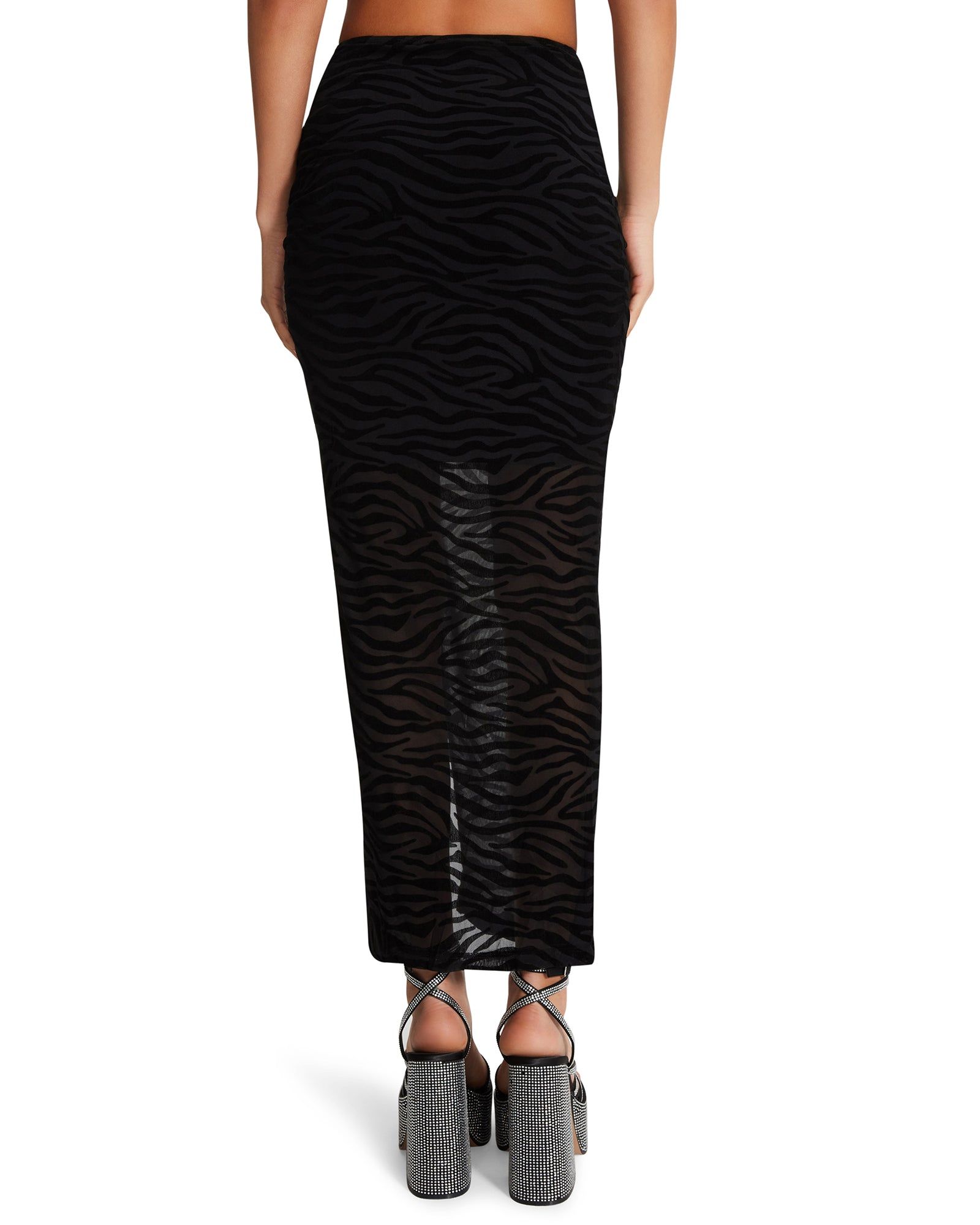 ZEBRA RUCHED MIDI SKIRT BLACK sold by Steve Madden product image thumbnail 5