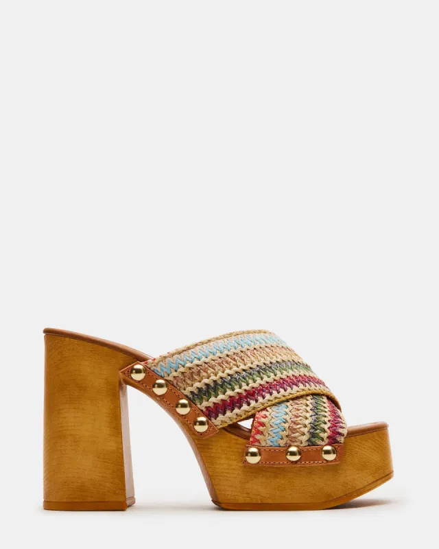 【Steve Madden】関税/送料込み Marlena Sand Suede MARLENA Sand Suede Women's Wood Bottom Mule Platform Heel