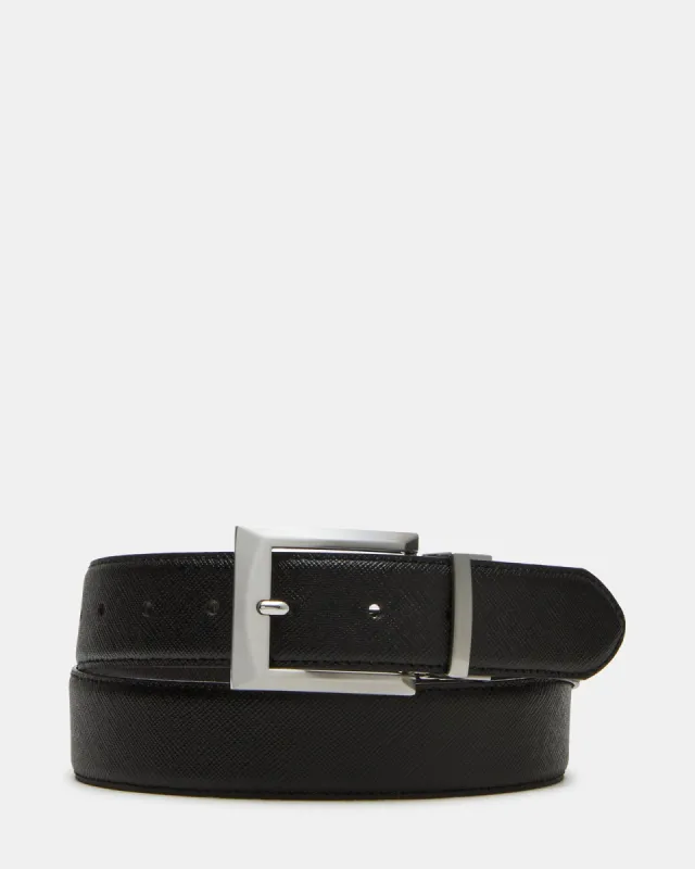 MEN'S REVERSIBLE SAFFIANO BELT BLACK/BROWN sold by Steve Madden