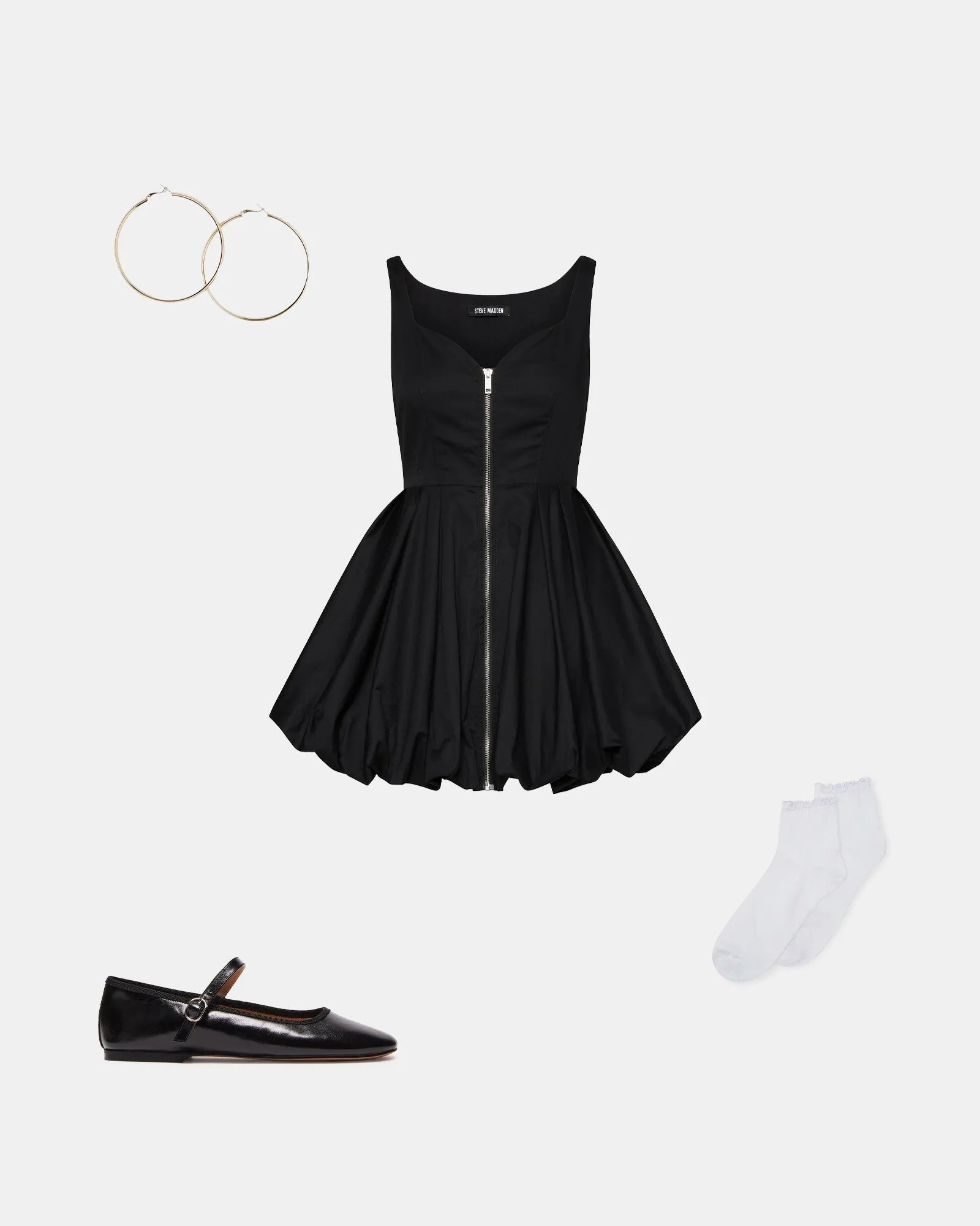SHOP THE LOOK VINETTA BLACK LEATHER + HAIDEN DRESS BLACK sold by Steve Madden