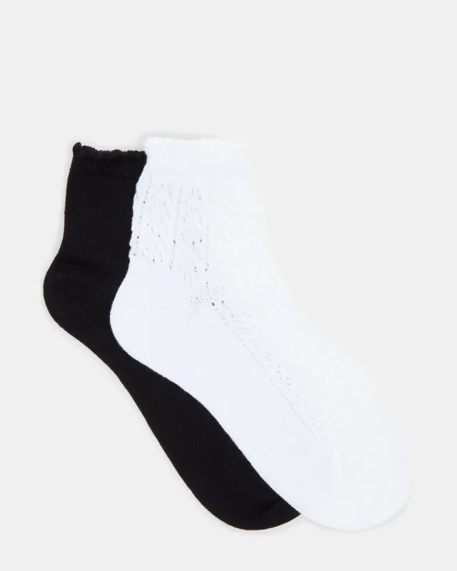 SCALLOPED EDGE ANKLET BLACK/WHITE sold by Steve Madden