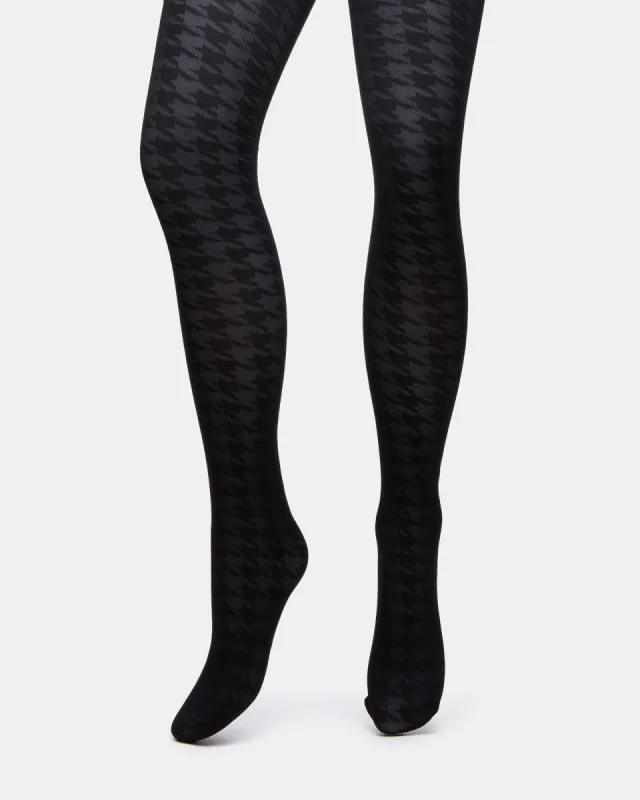 HOUNDSTOOTH TIGHTS BLACK sold by Steve Madden