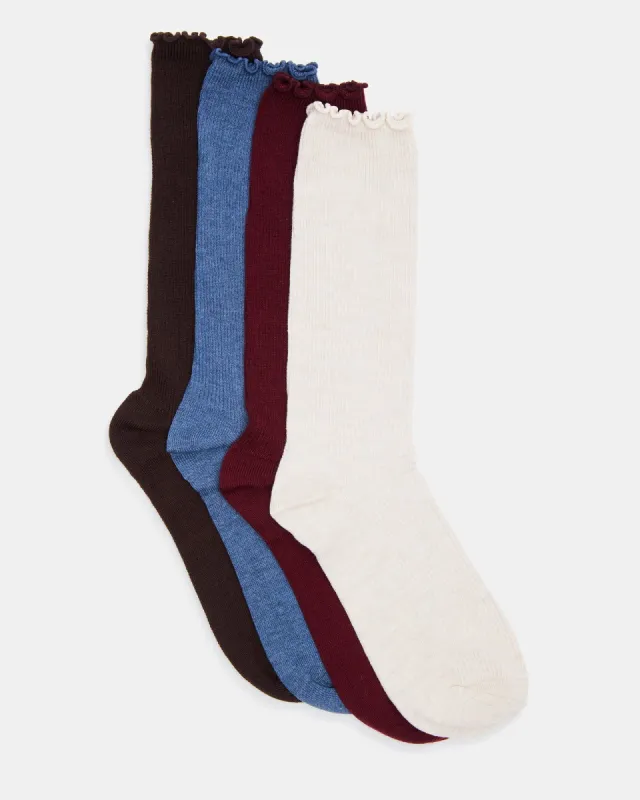 LETTUCE EDGE CREW SOCKS NATURAL MULTI sold by Steve Madden