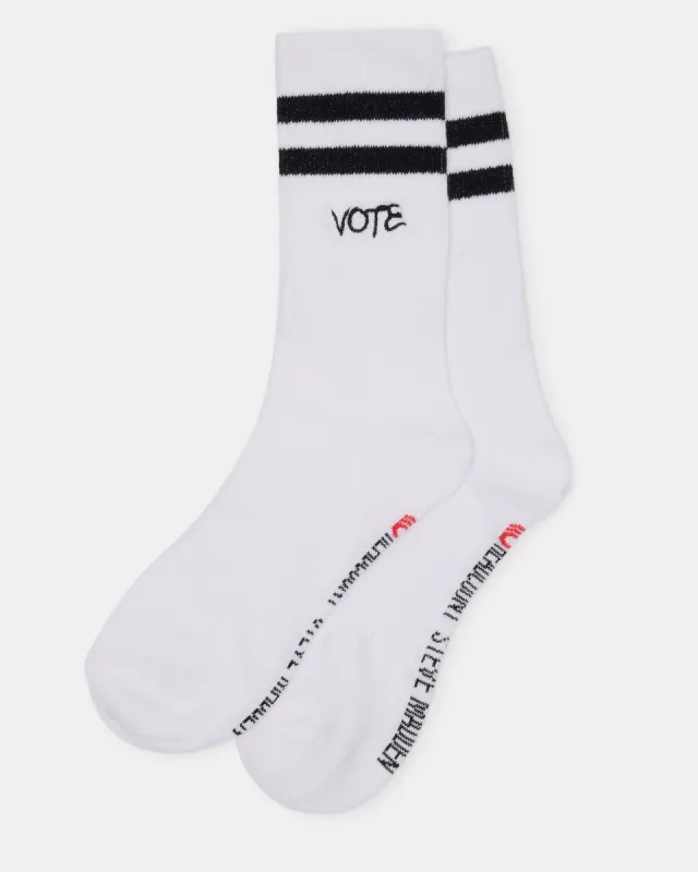 VOTE SOCKS WHITE sold by Steve Madden