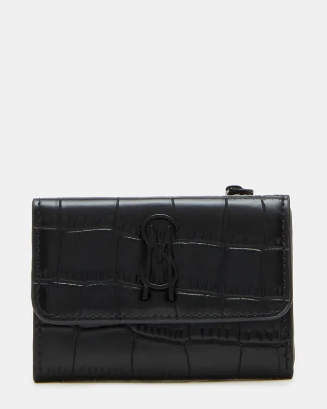 DOTT CROCODILE WALLET BLACK/BLACK sold by Steve Madden