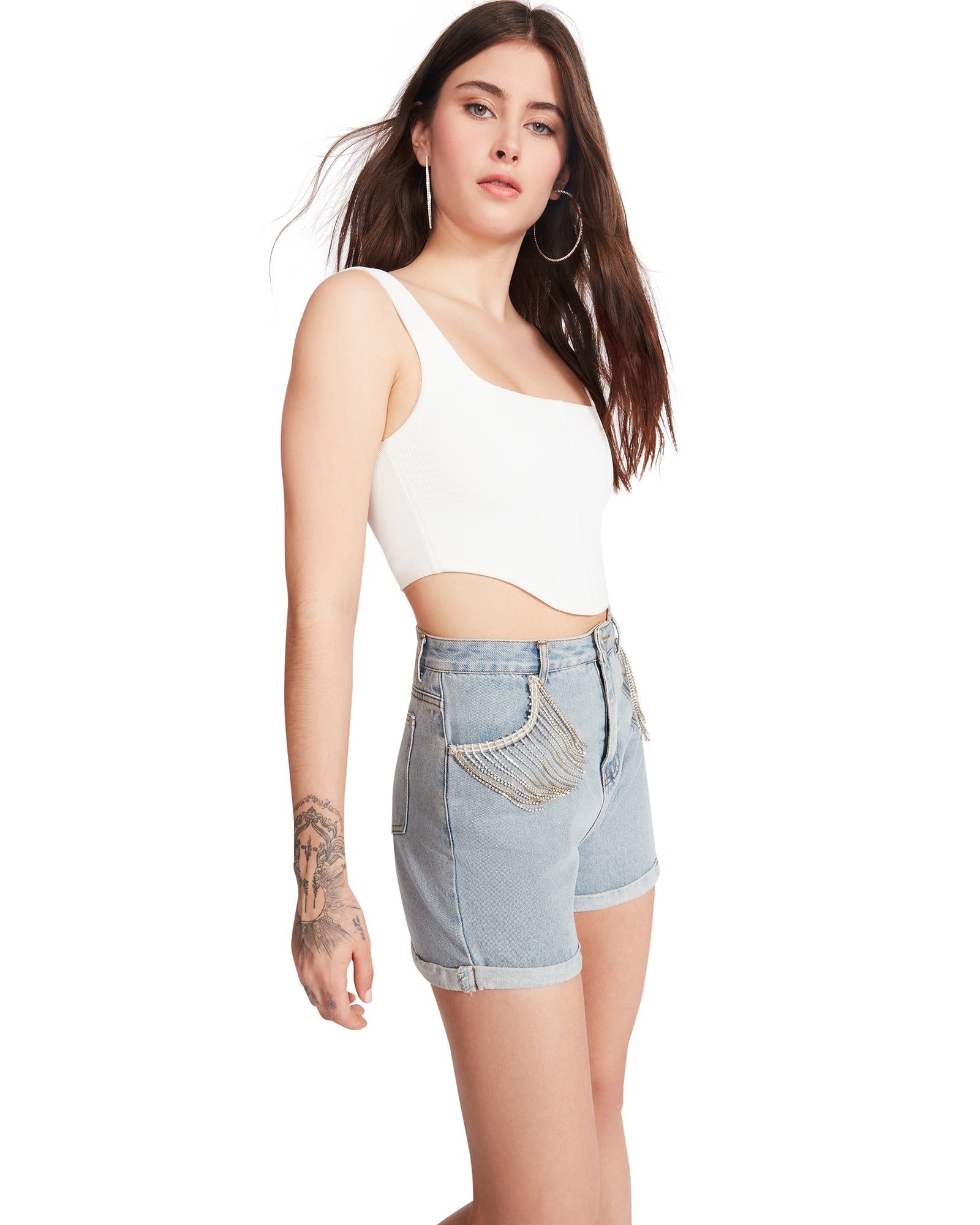 RHINESTONE FRINGE DENIM SHORTS sold by Steve Madden product image thumbnail 3