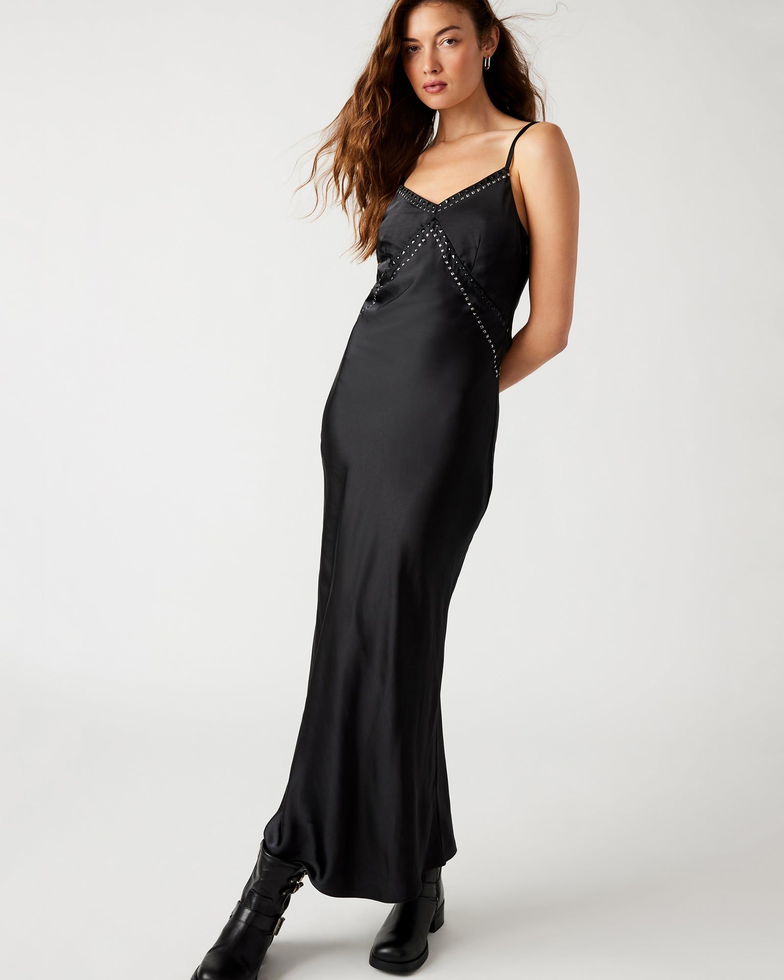 REESE SLIP DRESS BLACK sold by Steve Madden