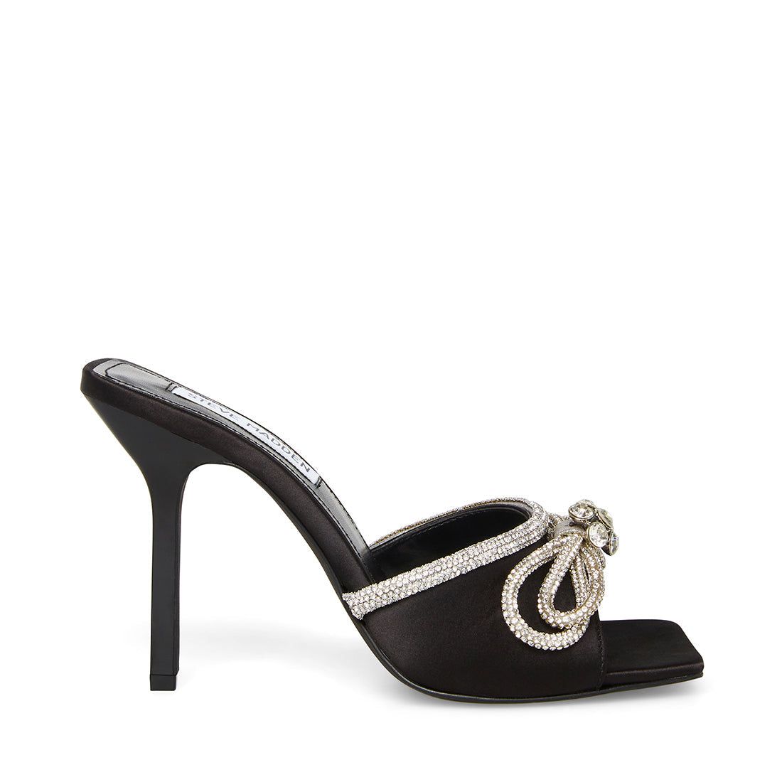 EMBELLISH BLACK SATIN sold by Steve Madden
