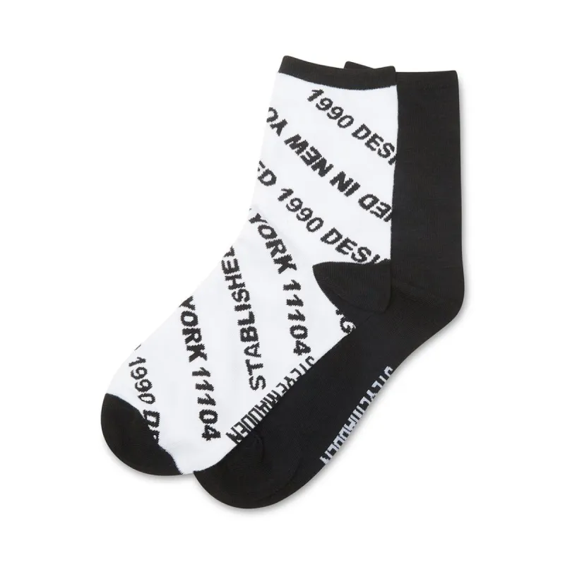 VERBIAGE CREW SOCK BLACK WHITE sold by Steve Madden