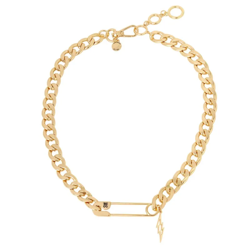 SAFETY PIN SHORT PENDANT GOLD sold by Steve Madden
