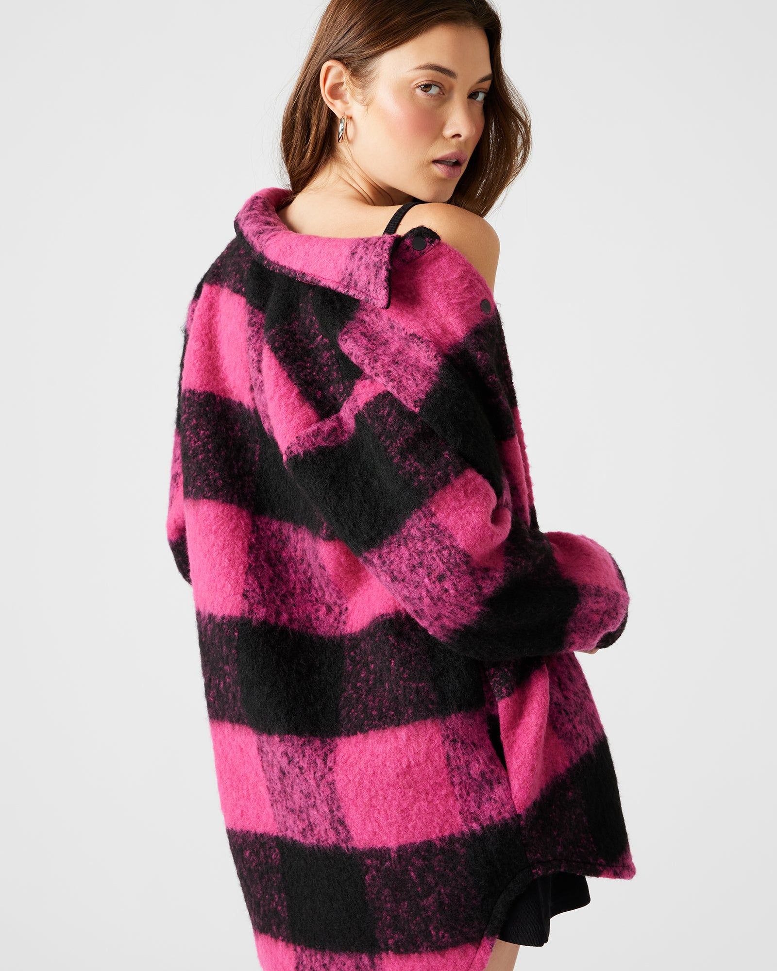 ELDRIDGE PLAID COAT HOT PINK sold by Steve Madden product image thumbnail 4