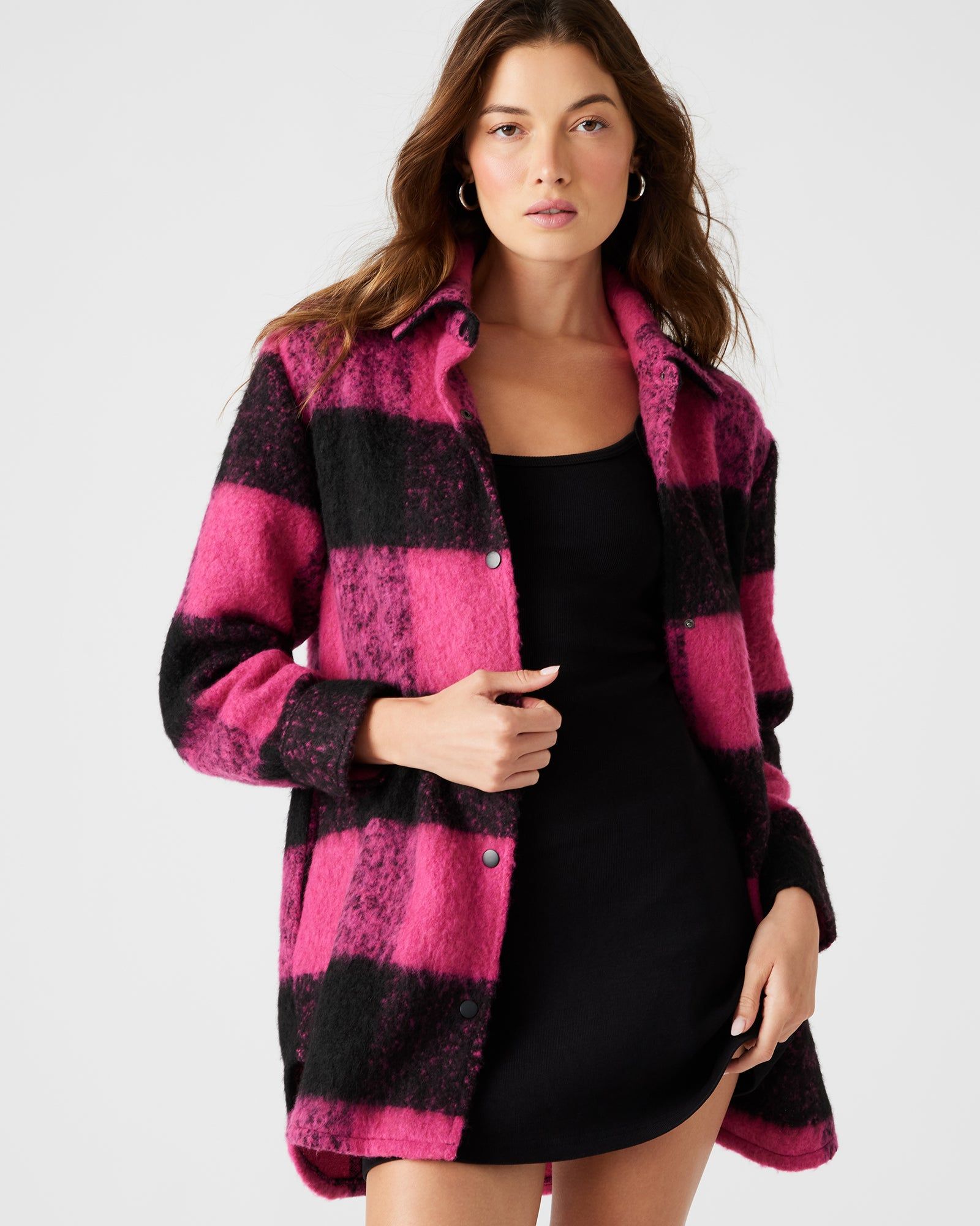 ELDRIDGE PLAID COAT HOT PINK sold by Steve Madden