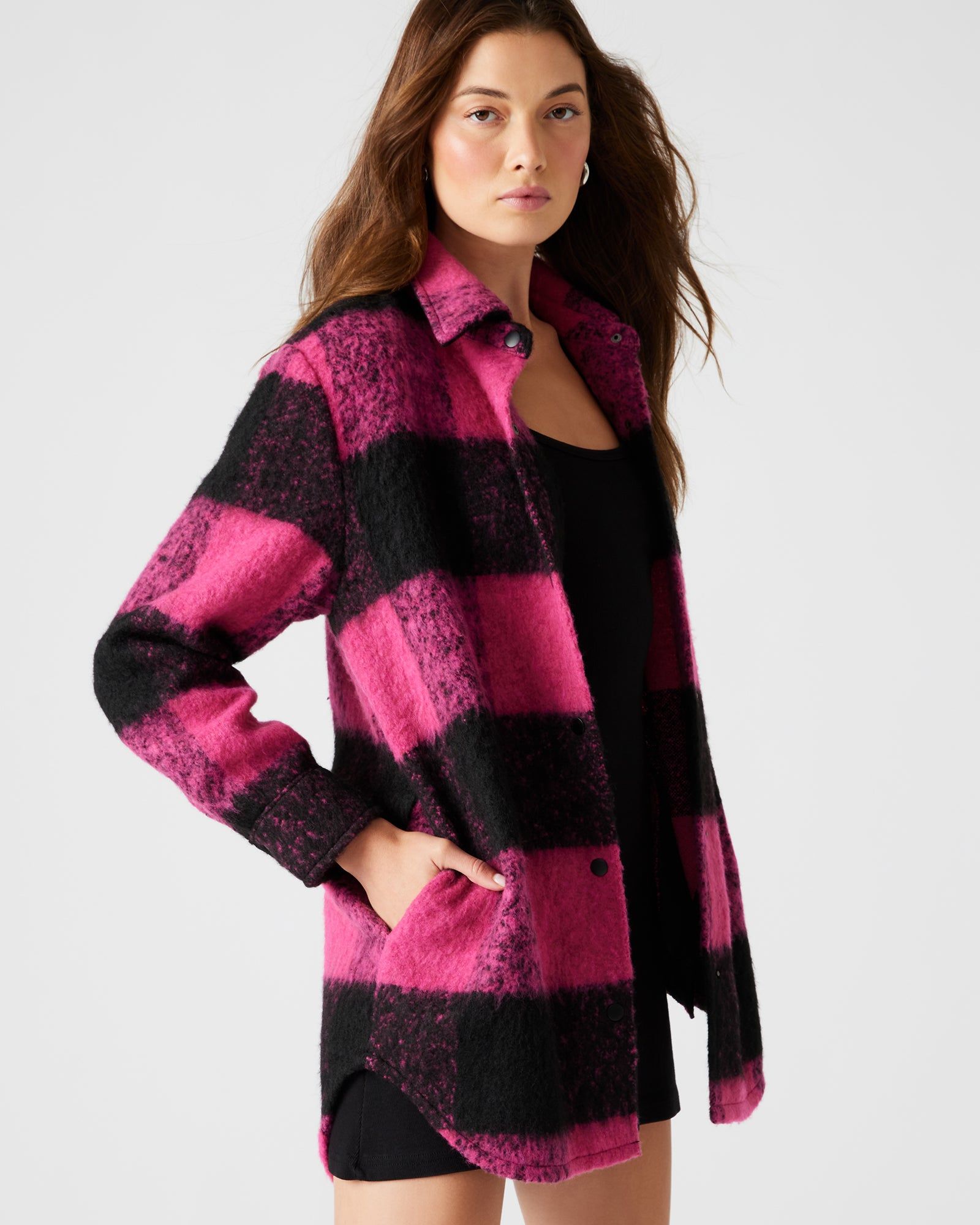 ELDRIDGE PLAID COAT HOT PINK sold by Steve Madden product image thumbnail 3