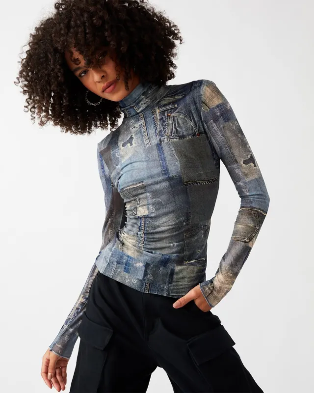 FIONA TOP DENIM MULTI sold by Steve Madden