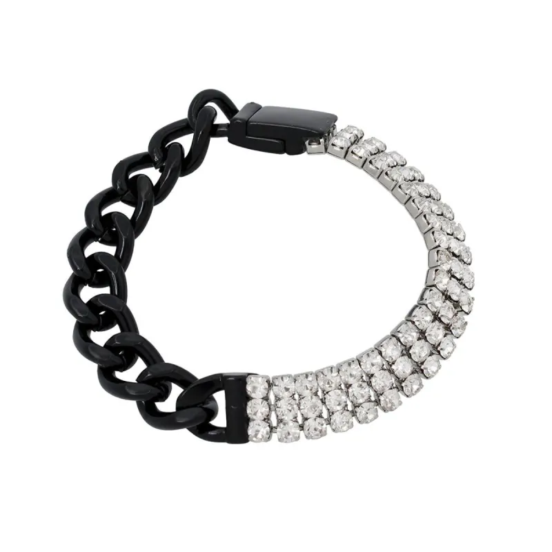 STONE AND LINK MIXED BRACELET BLACK made by Steve Madden