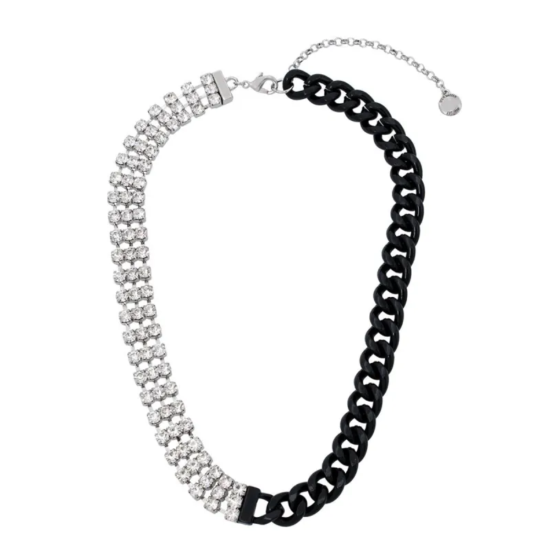 STONE AND LINK MIXED NECKLACE BLACK sold by Steve Madden