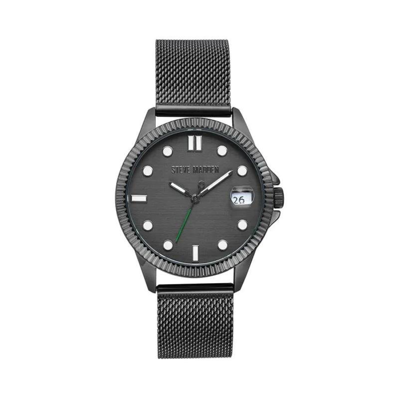 METAL MESH BAND WATCH GUNMETAL sold by Steve Madden