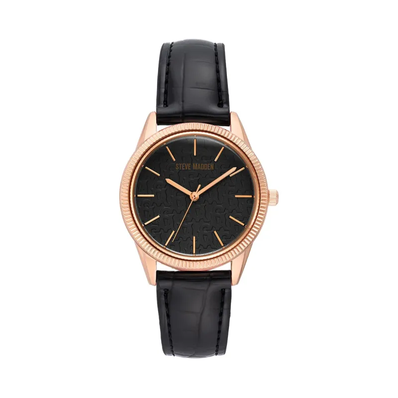 ELEGANT EMBOSSED WATCH BLACK sold by Steve Madden