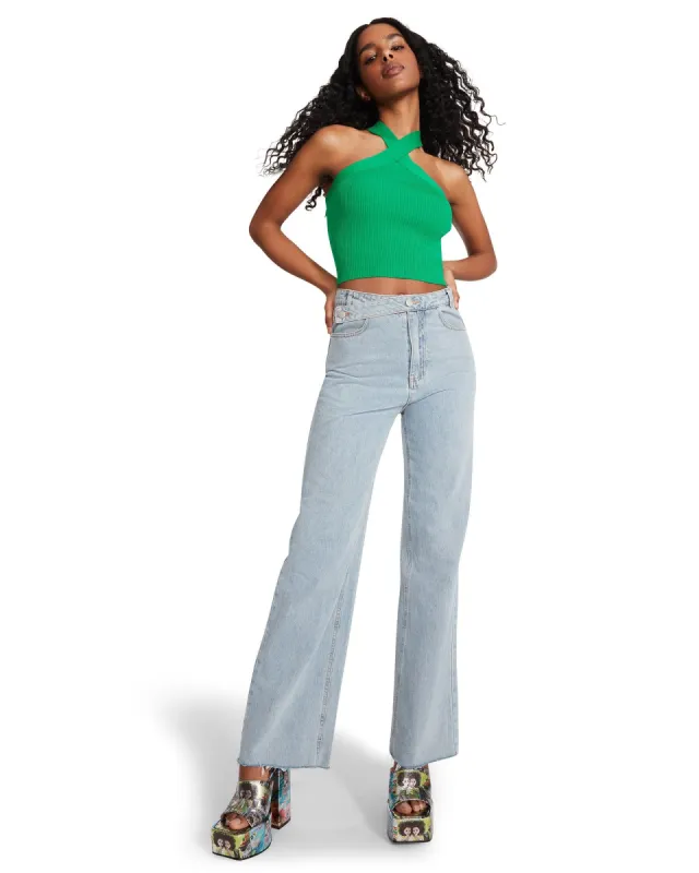 CRISS CROSS HALTER TANK GREEN sold by Steve Madden