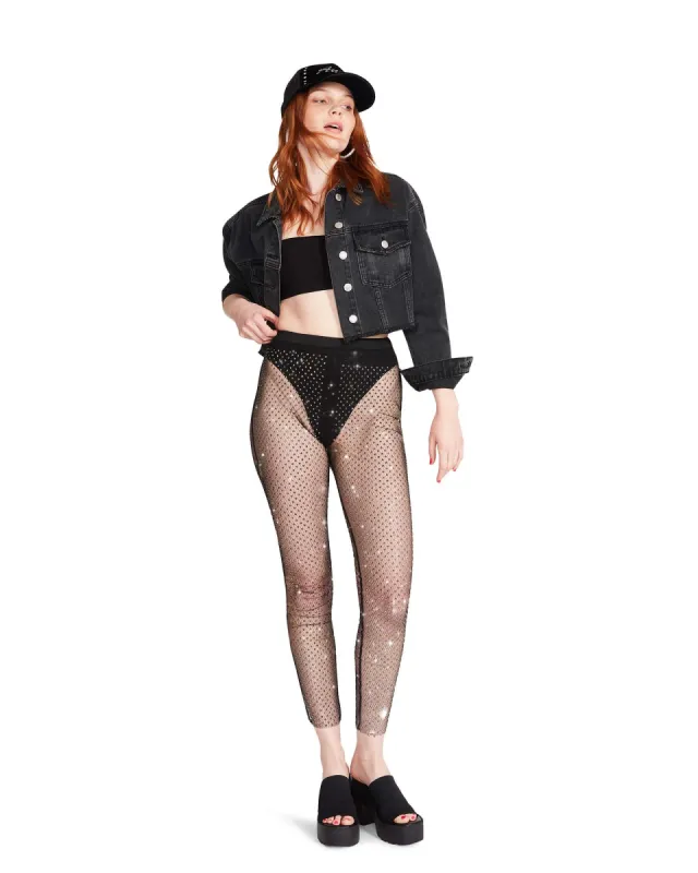 MESH RHINESTONE PANTS BLACK sold by Steve Madden