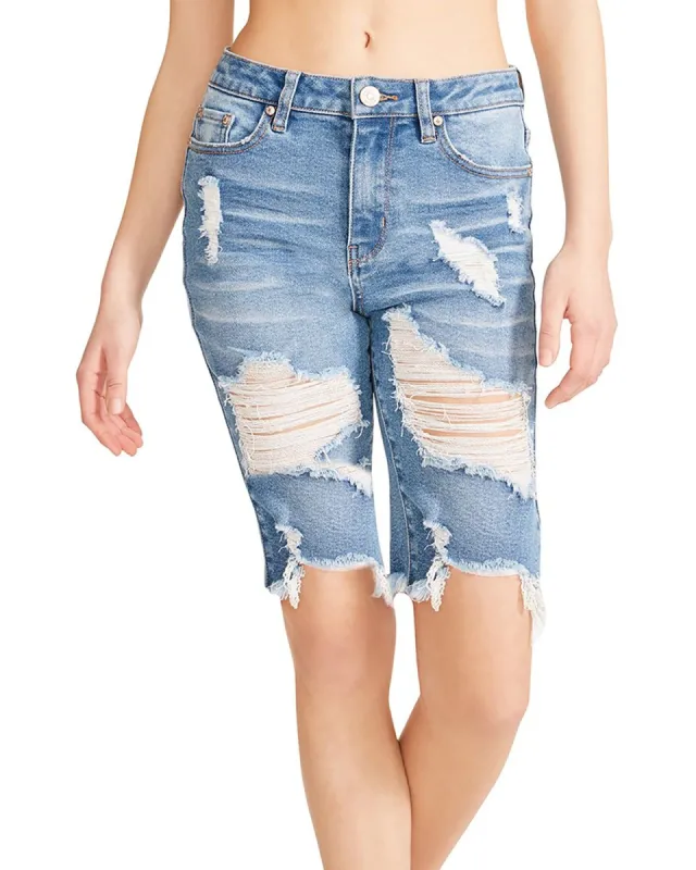 DISTRESSED BERMUDA SHORT DENIM FABRIC sold by Steve Madden