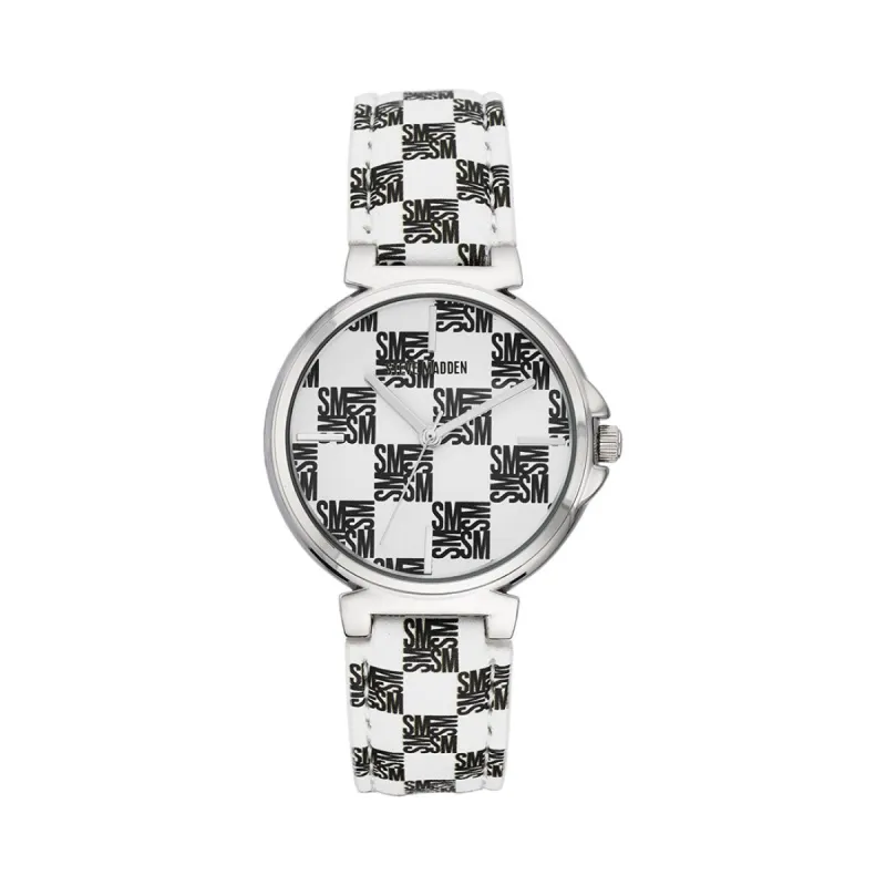 BLOCK LOGO WATCH BLACK/WHITE sold by Steve Madden