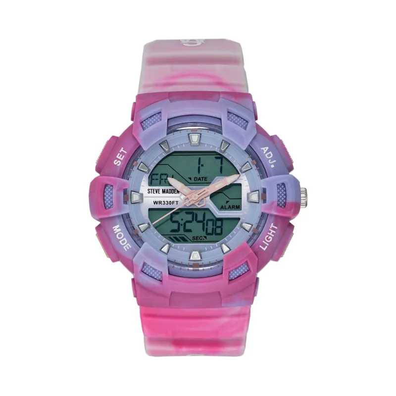 OVERSIZED SPORT WATCH TIE DYE PINK sold by Steve Madden
