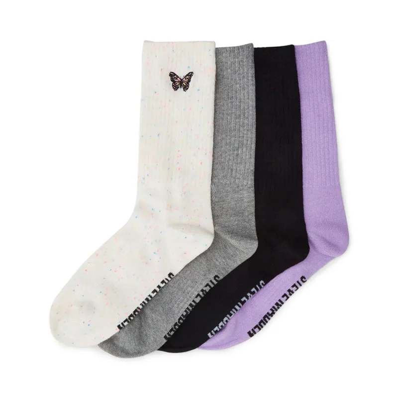BUTTERFLY CREW SOCKS WHITE MULTI sold by Steve Madden