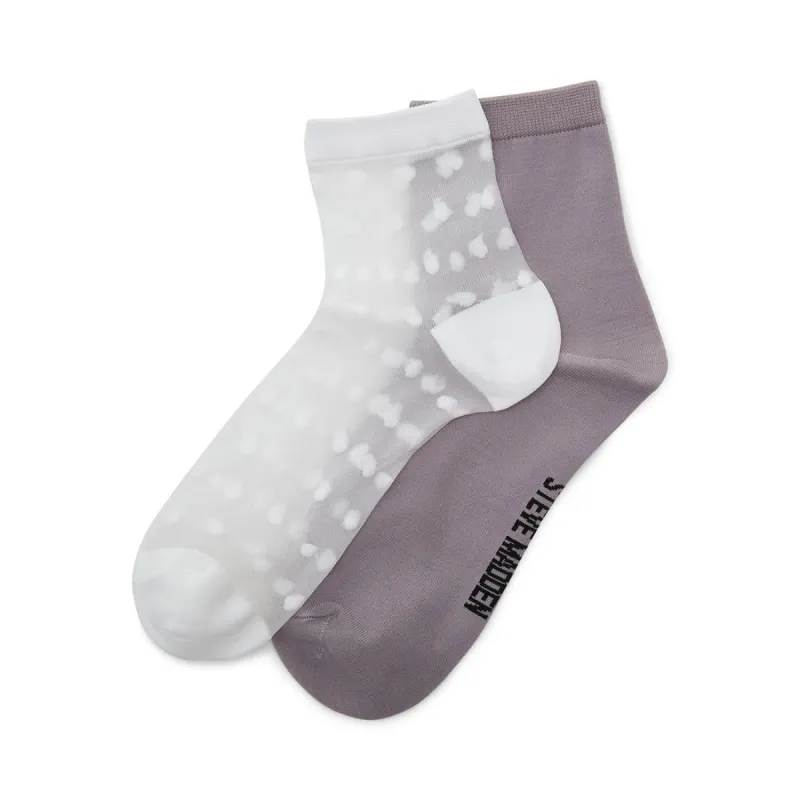 MESH POLKA DOT ANKLET SOCKS WHITE/GREY sold by Steve Madden