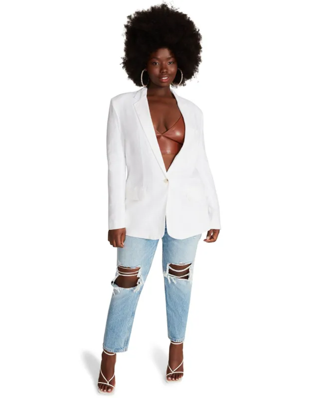 LINEN ON THE EDGE BLAZER WHITE sold by Steve Madden