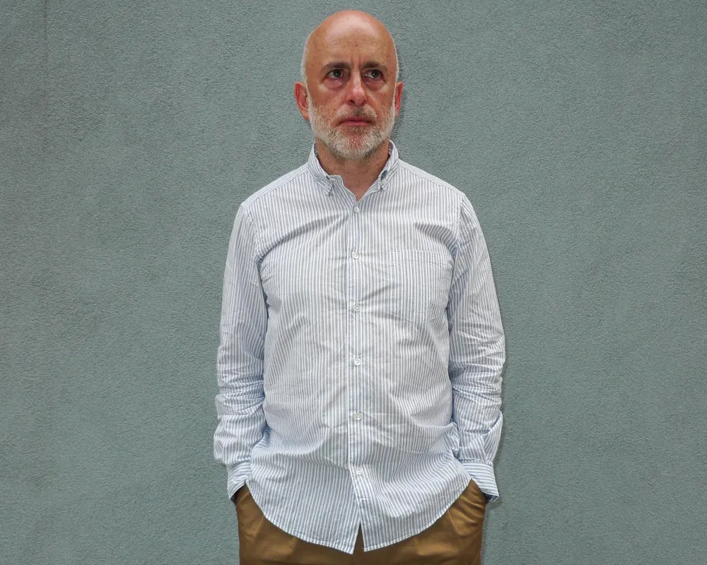 The Single Needle Shirt, Regimented Blue Stripe sold by Steven Alan